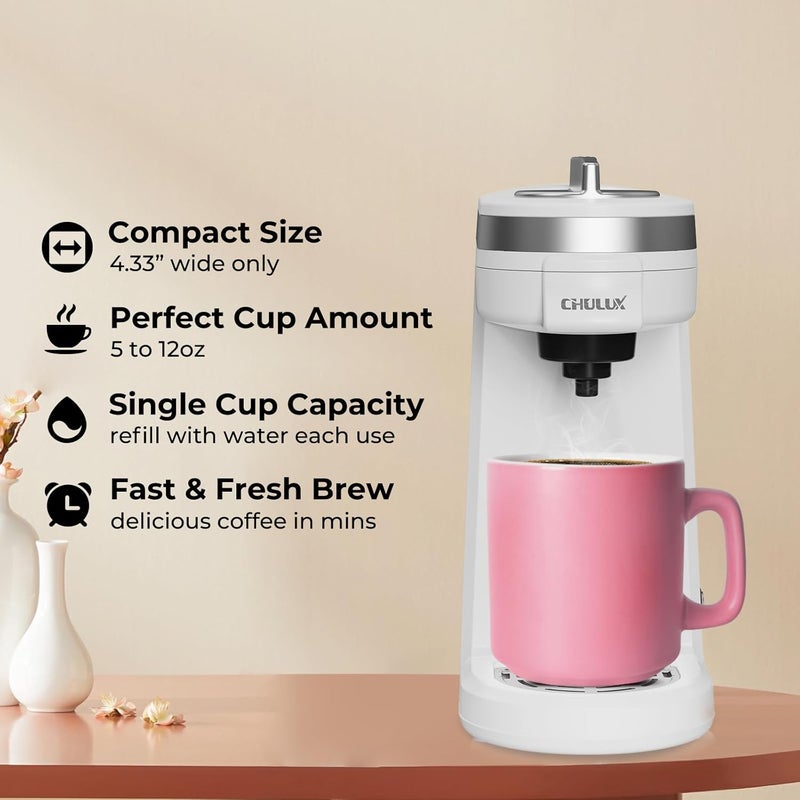 CHULUX Mini Coffee Maker for K Capsule, Single Serve Coffee Maker for One Cup Americano, Lightweight Pod Coffee Machine, Pearl White - Image 2
